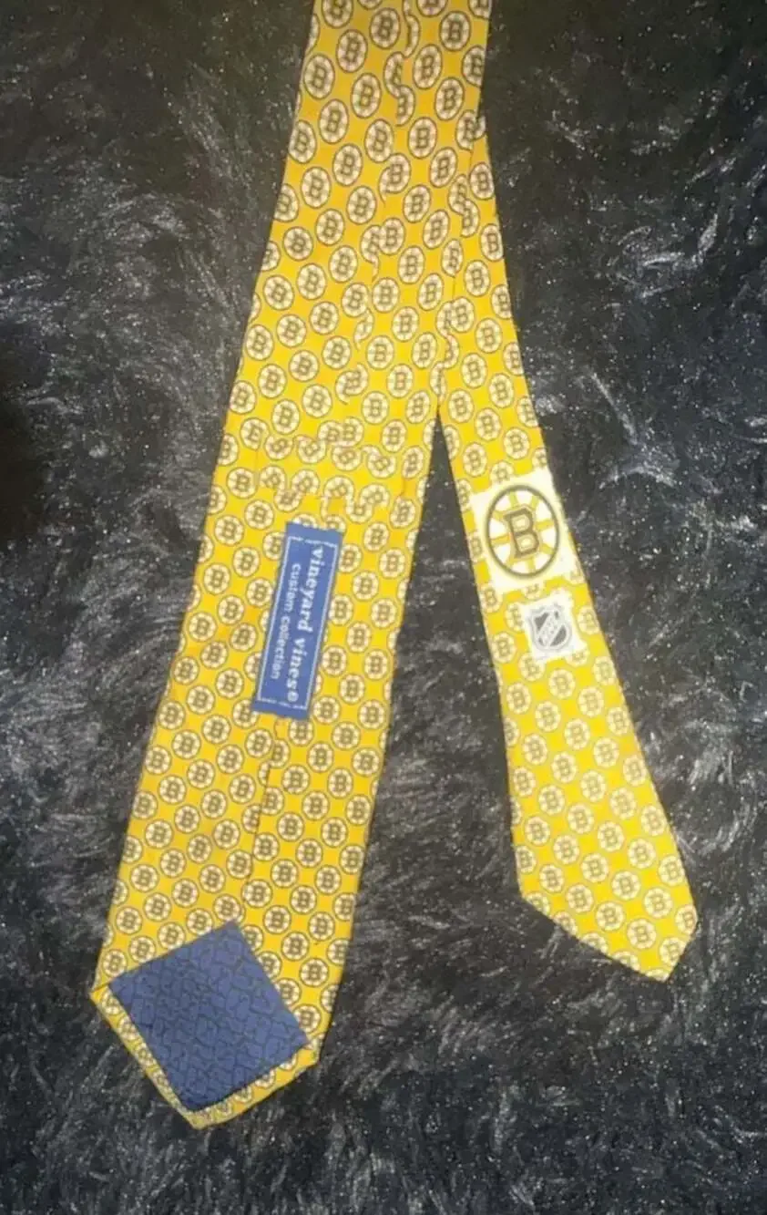 Vineyard Vines Boston Bruins NHL Custom Collection Yellow Silk Necktie